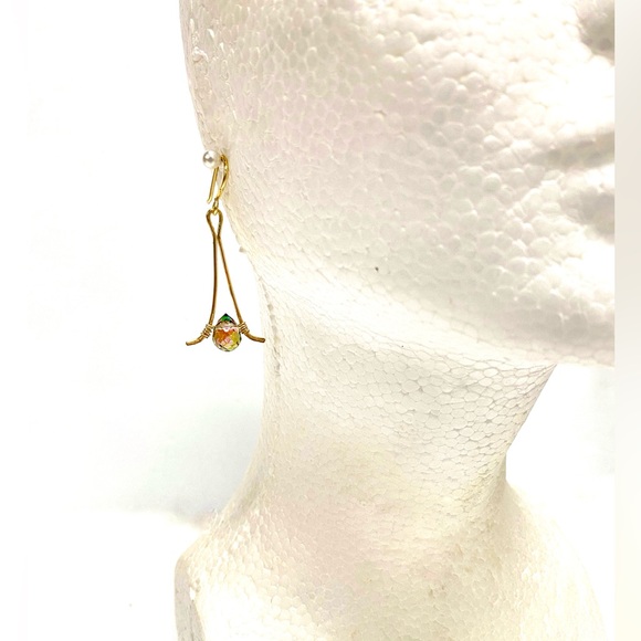 HANDMADE Faceted Austrian Crystal Hand Wrapped Earrings, Artisan Jewelry Gift - Picture 2 of 10